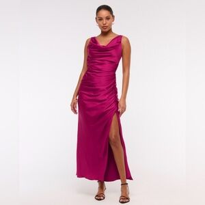 Abercrombie & Fitch Hot Pink Draped Maxi Dress